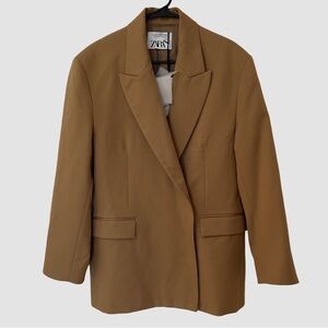 Zara Collection Tan Wool Long Sleeve Oversized Blazer S A/W 2022 ($189)